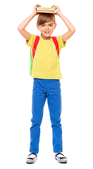 Image showing Portrait of a cute little schoolgirl with backpack