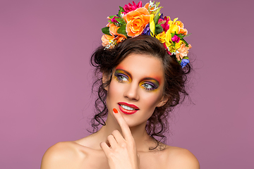 Image showing beautiful girl with flower accessories