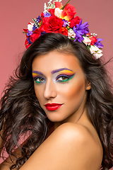 Image showing beautiful girl with flower accessories