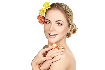 Image showing beautiful girl with flowers on head