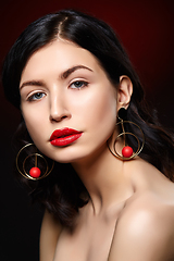 Image showing beautiful girl with red lips