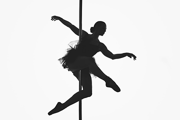 Image showing beautiful pole dancer girl silhouette