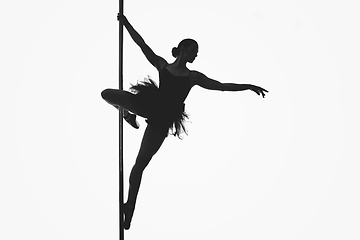 Image showing beautiful pole dancer girl silhouette