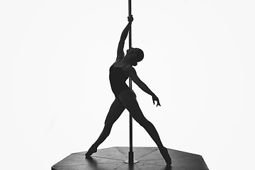 Image showing beautiful pole dancer girl silhouette