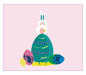 Image showing Easter bunny with eggs vector or color illustration