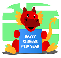 Image showing Red cartoon dragon celebrating chinese new year vector illustart