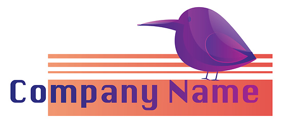 Image showing Chubby purple bird logo vector illustration on a white backgroun