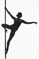 Image showing beautiful pole dancer girl silhouette