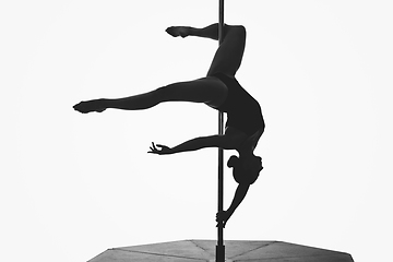 Image showing beautiful pole dancer girl silhouette