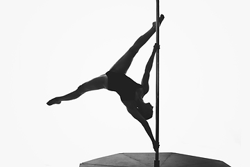 Image showing beautiful pole dancer girl silhouette