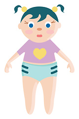 Image showing Baby girl with two ponytails vector or color illustration