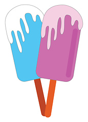 Image showing Cartoon stick ice creams/Purple and pale blue popsicles vector o