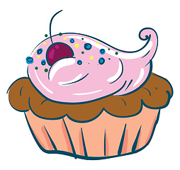 Image showing A beautiful cupcake brown and pink in color vector or color illu