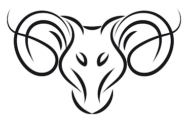Image showing Aries sign tattoo illustration color vector on white background