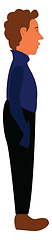 Image showing Clipart of a standing boy wearing a blue high neck sweater and b