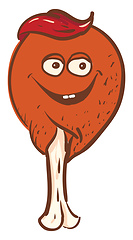 Image showing Smiling cute fried chicken leg with ketchup  vector illustration