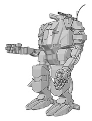 Image showing Simple vector illustration of a grey robot standing arm out