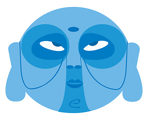 Image showing Clipart of a blue color face used for tribal religious practices