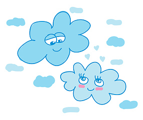 Image showing Two clouds looking happy vector or color illustration