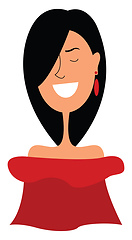 Image showing Clipart of a beautiful girl in her red sleeveless dress vector o