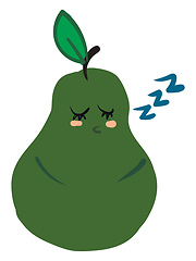 Image showing Clipart of a green-colored sleeping pear vector or color illustr