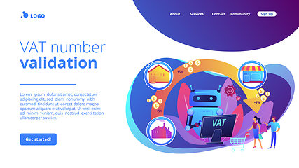 Image showing Value added tax system concept landing page