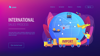 Image showing Import of goods and services concept landing page