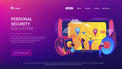 Image showing Personal emergency button concept landing page