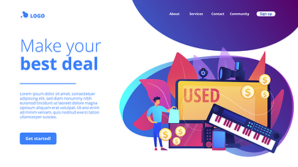 Image showing Used electronics trading concept landing page.