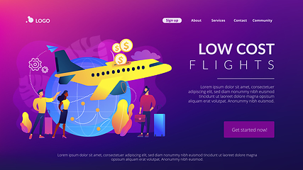 Image showing Low cost flights concept landing page