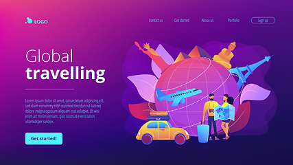 Image showing Global travelling concept landing page.