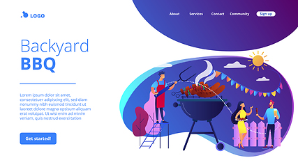 Image showing Backyard party concept landing page.