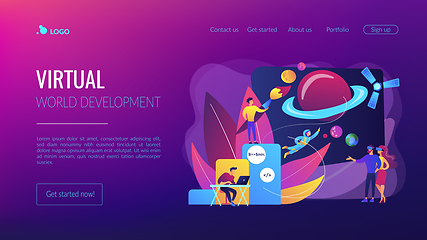 Image showing Virtual world development concept landing page