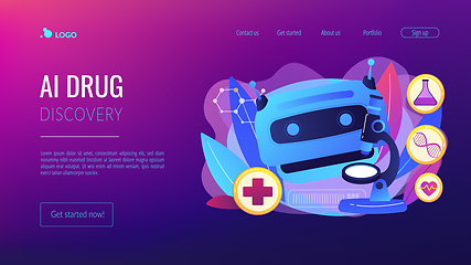 Image showing AI use in healthcare concept landing page.