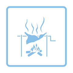 Image showing Roasting meat on fire icon