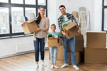 Image showing happy family with child moving to new home