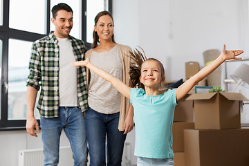 Image showing happy family with child moving to new home