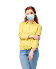 Image showing young woman in protective medical mask