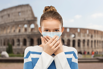 Image showing teenage girl in protective medical mask in italy