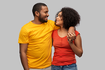 Image showing happy african american couple hugging