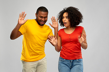 Image showing happy smiling african american couple dancing