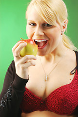 Image showing Pregnant woman with apple