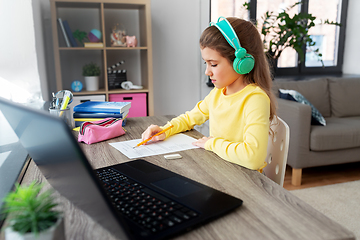 Image showing student girl doing school test at home