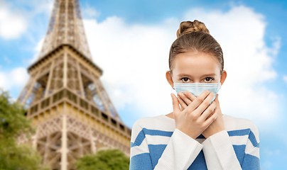 Image showing teenage girl in protective medical mask in france