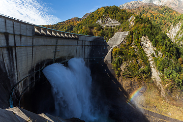 Image showing Kurobe dam and sunshine