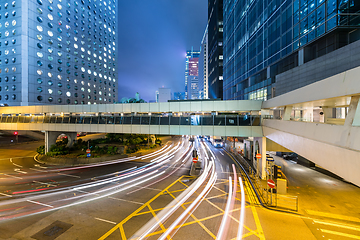 Image showing Traffic trail in Hong Kong at night