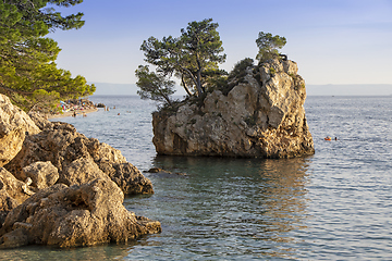 Image showing Small stone islet on Punta Rata beach in Brela