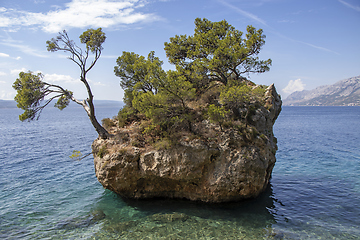 Image showing Small stone islet on Punta Rata beach in Brela