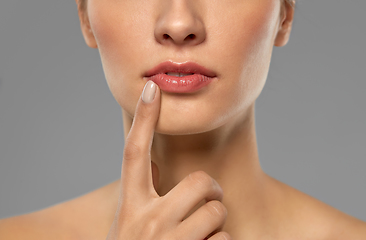 Image showing close up of beautiful young woman face and lips