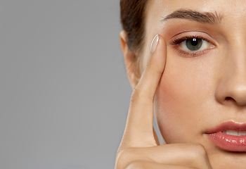 Image showing close up of beautiful young woman face and eyes